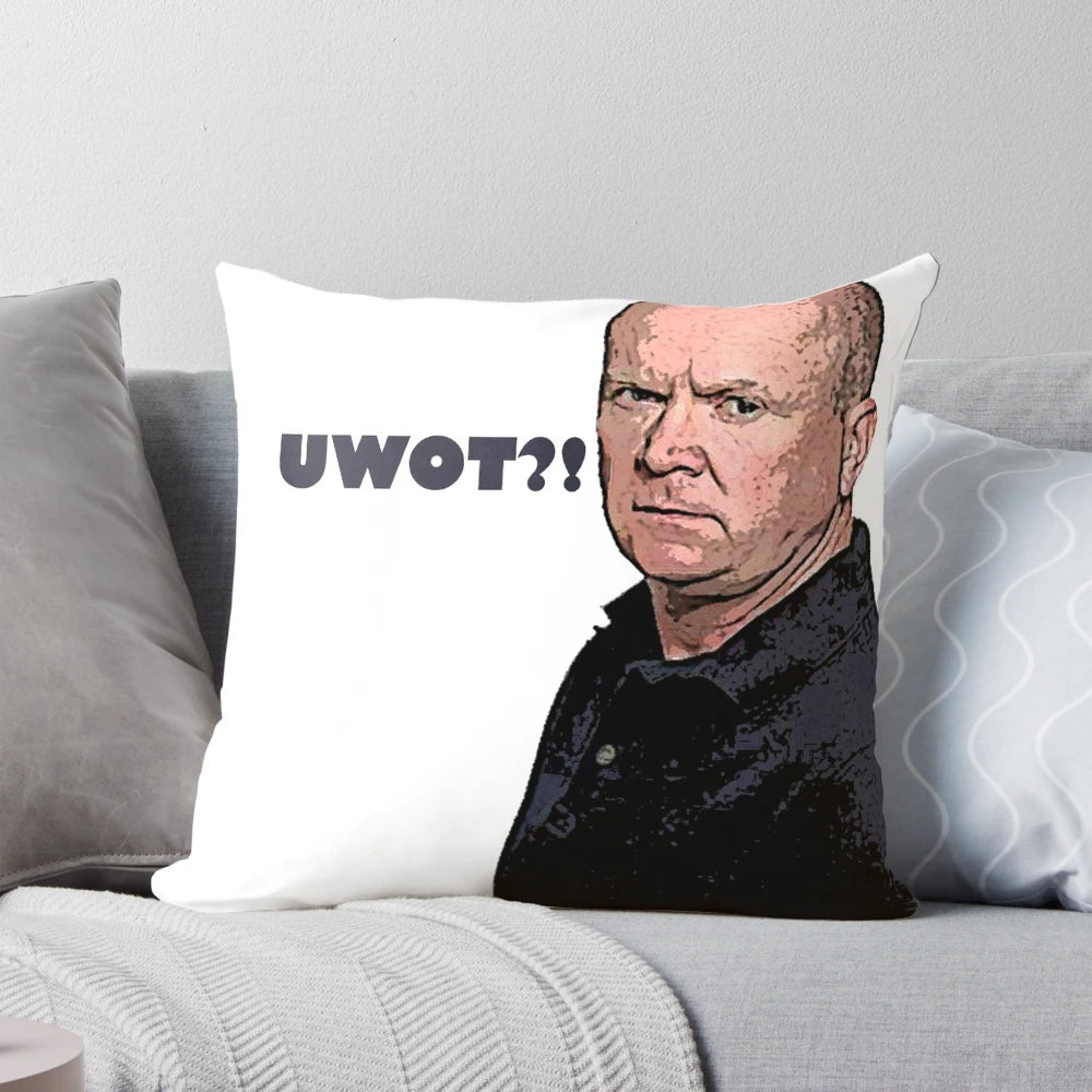 Phil Mitchell, the iconic EastEnders character, on a plush, high-quality pillow