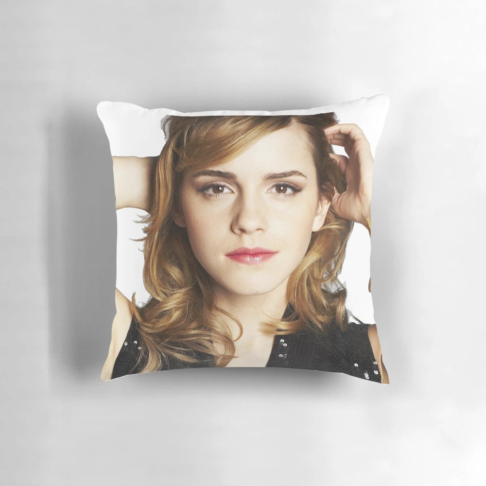 Soft, plush pillow featuring a high-quality image of actress Emma Watson as Hermione Granger from the Harry Potter films.