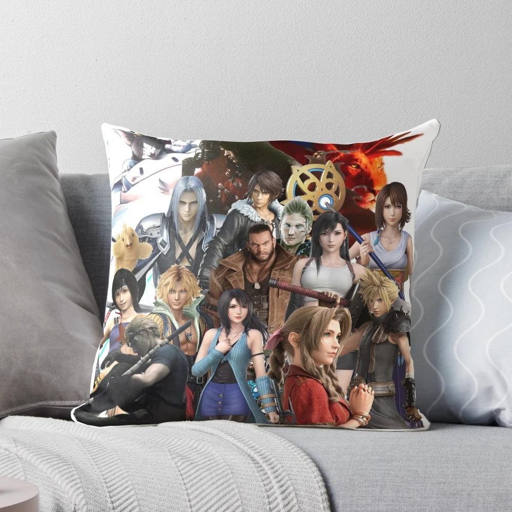 Final Fantasy Collection Pillow featuring iconic game characters