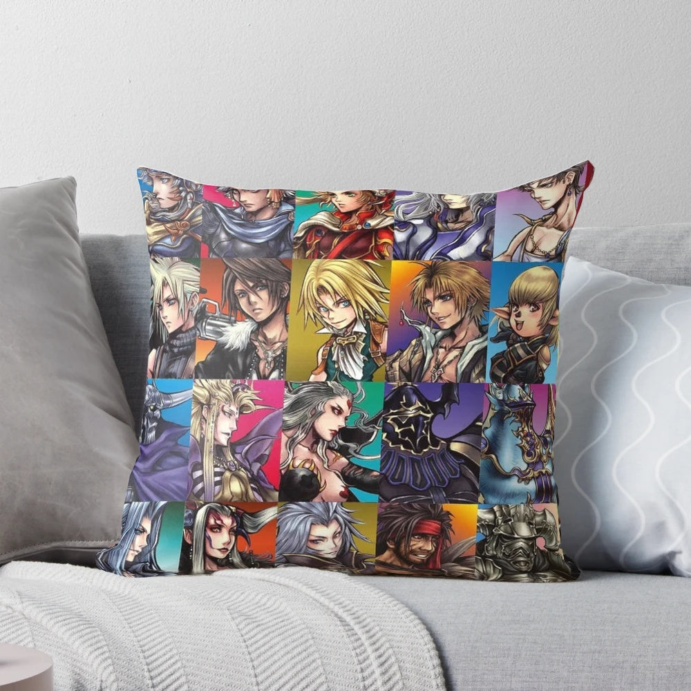 Plush pillow design featuring the iconic video game character Cloud Strife from the Final Fantasy series