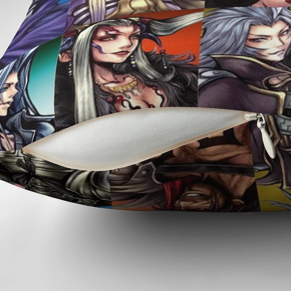 Plush pillow design featuring the iconic video game character Cloud Strife from the Final Fantasy series