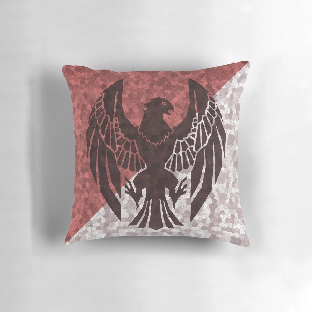 Flat fire emblem three houses pillow featuring the black eagle house crest