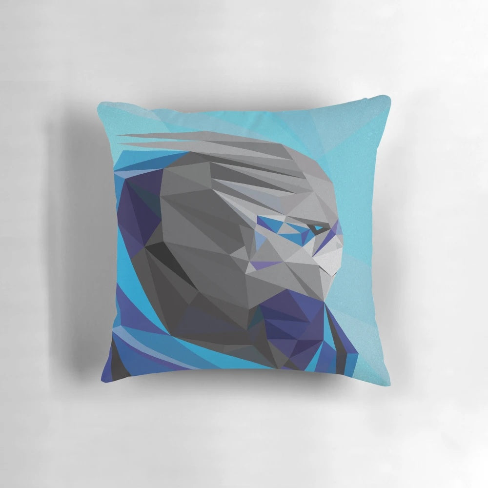 Image of Garrus Vakarian, a turian character from the Mass Effect video game series, on a decorative pillow.