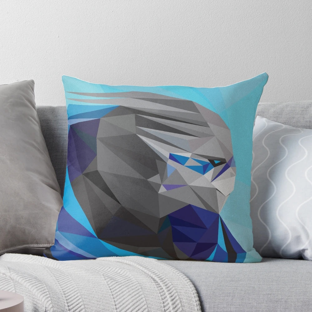 Image of Garrus Vakarian, a turian character from the Mass Effect video game series, on a decorative pillow.