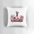 Grease musical-themed decorative pillow featuring characters John Travolta and Olivia Newton John