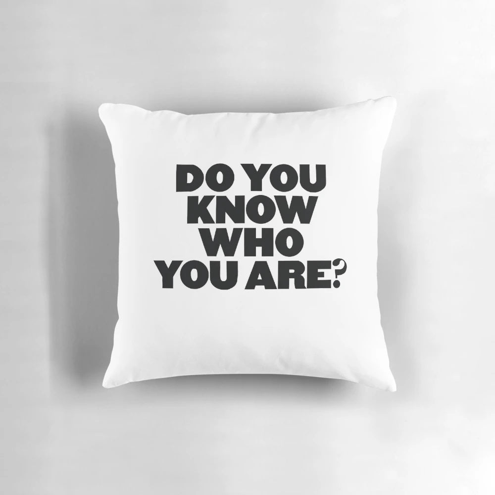 A soft, plush pillow featuring a portrait of English singer-songwriter Harry Styles with the text "Do You Know Who You Are?