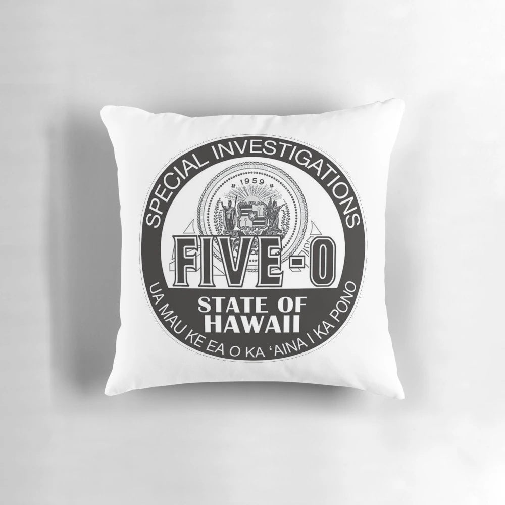 Hawaii Five-0 Emblem Pillow featuring the iconic logo and seal design