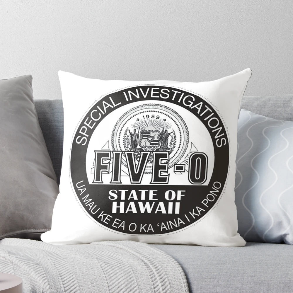 Hawaii Five-0 Emblem Pillow featuring the iconic logo and seal design