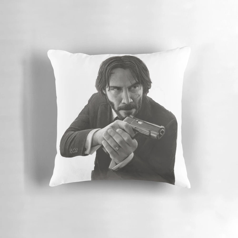 Plush John Wick Pillow, featuring the iconic character from the action movie franchise