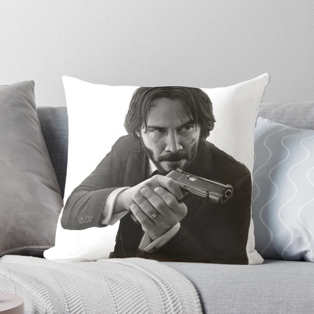 Plush John Wick Pillow, featuring the iconic character from the action movie franchise