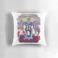 A soft, custom-made pillow featuring an illustration of Buffalo Bills quarterback Josh Allen.