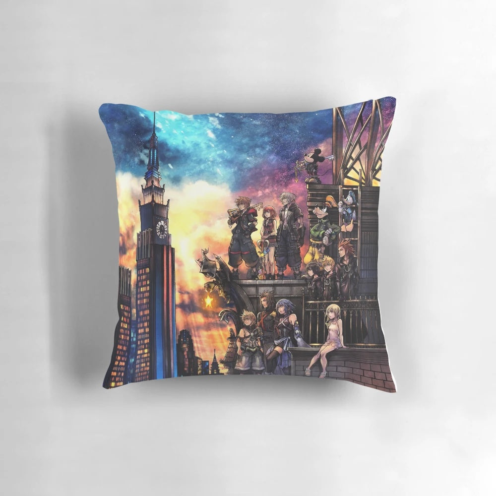 Kingdom Hearts 3 Cover Pillow - Soft, comfortable pillow featuring the iconic Kingdom Hearts 3 game design