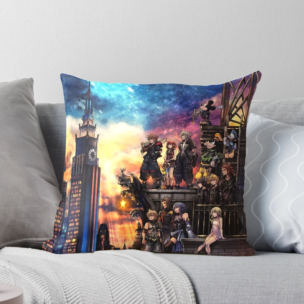 Kingdom Hearts 3 Cover Pillow - Soft, comfortable pillow featuring the iconic Kingdom Hearts 3 game design
