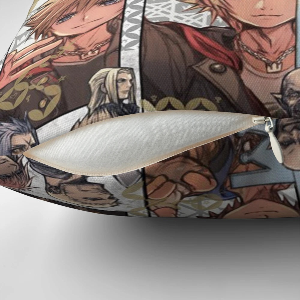 Kingdom Hearts 4 themed pillow cover featuring Sora and Kairi, the main protagonists of the popular video game series.
