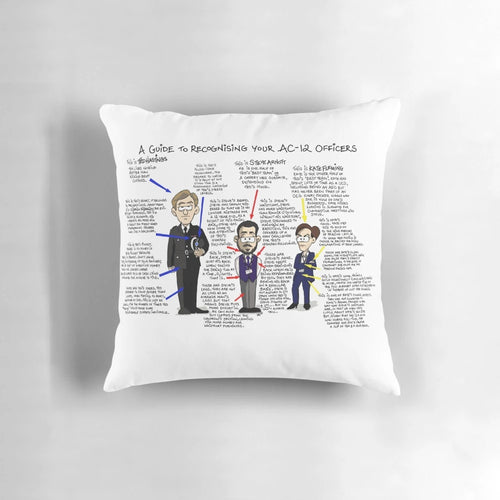 "Plush line of duty ac12 investigative unit guide pillow with characters ted hastings, steve arnott, and kate fleming"