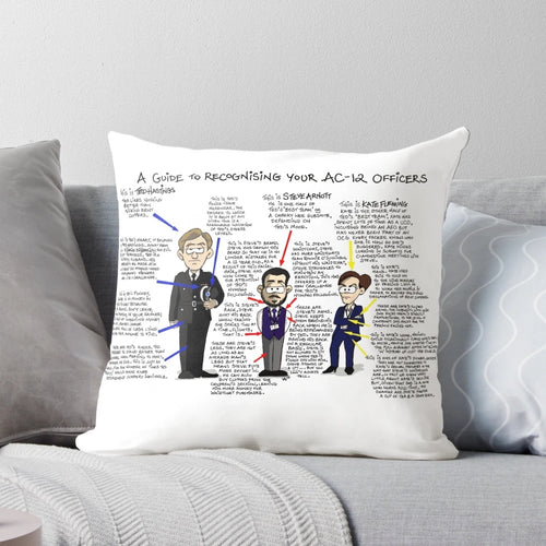 "Plush line of duty ac12 investigative unit guide pillow with characters ted hastings, steve arnott, and kate fleming"