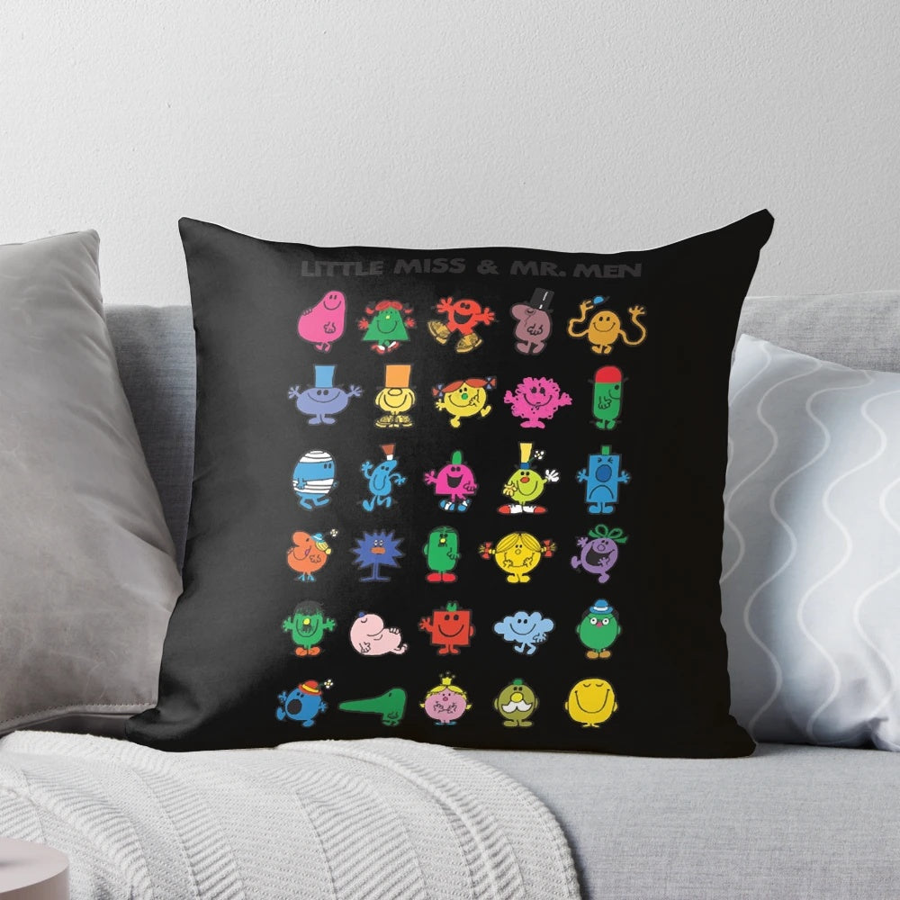 Soft, plush Little Miss Mr. Men character pillow for cozy bedroom decor