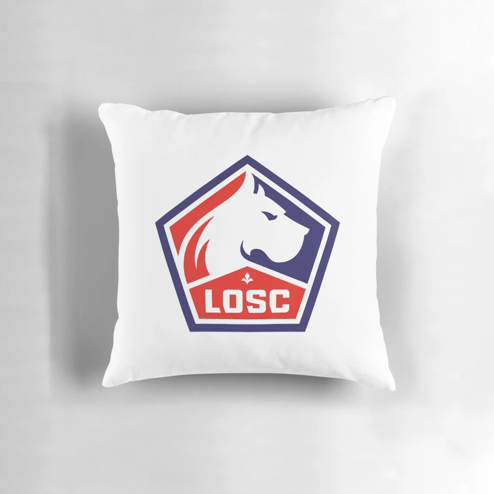 LOSC Lille Football Club logo printed on a high-quality throw pillow