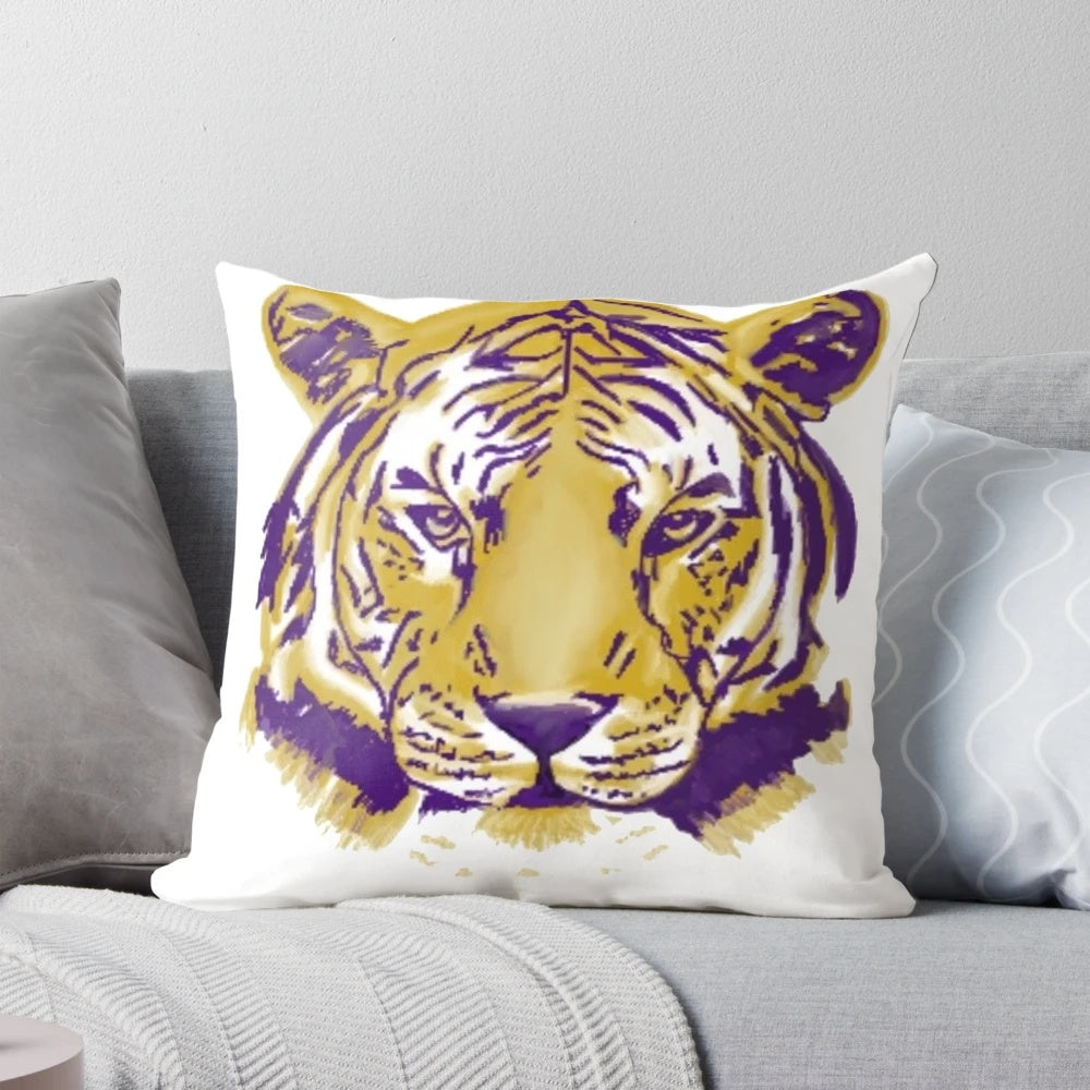 Vibrant purple and gold LSU Tigers full face pillow