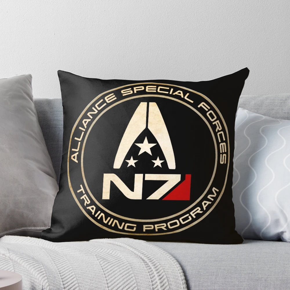 Mass Effect N7 Vintage Pillow featuring Commander Shepard