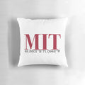 MIT Coordinates Pillow featuring the iconic MIT Beaver mascot in cardinal red and silver