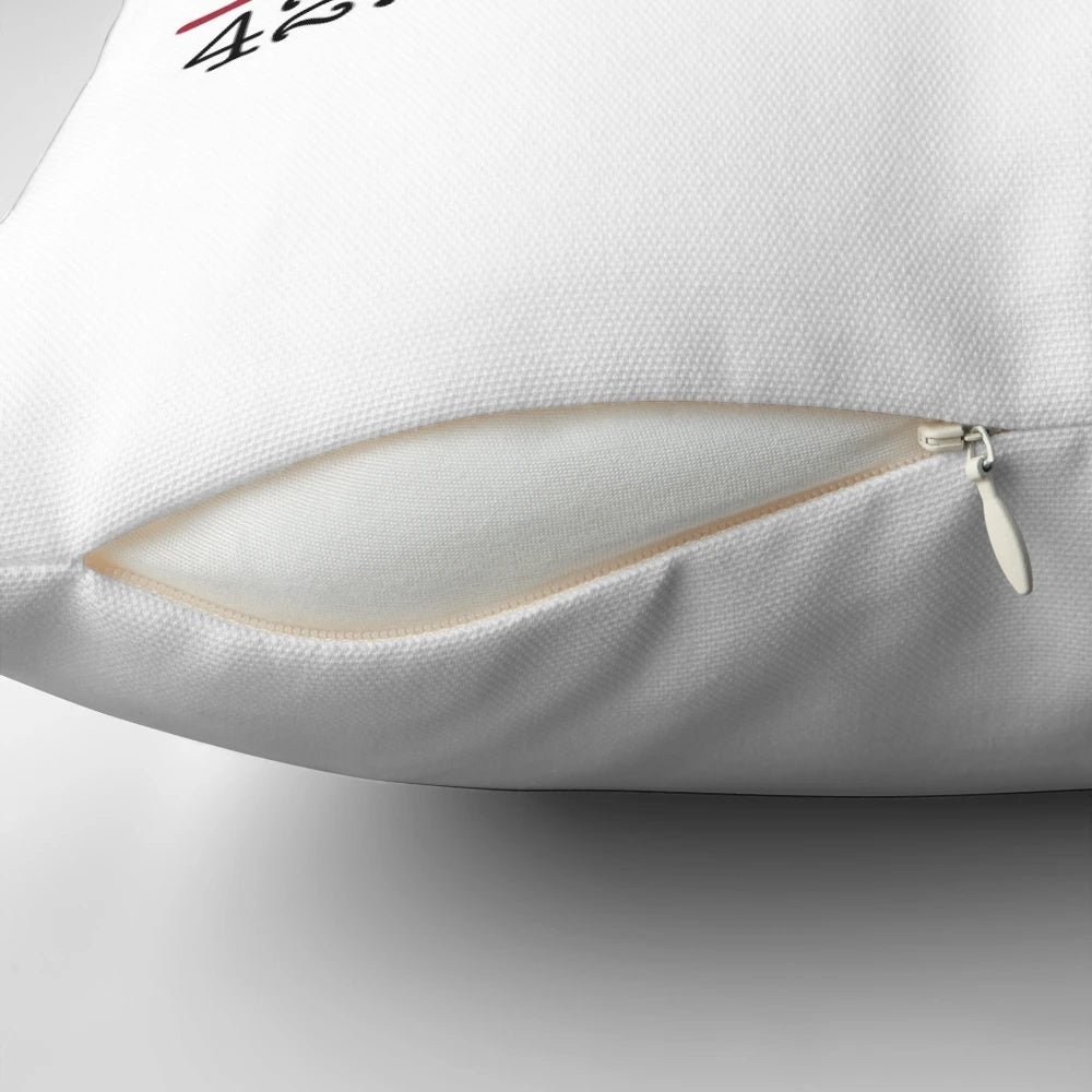 MIT Coordinates Pillow featuring the iconic MIT Beaver mascot in cardinal red and silver