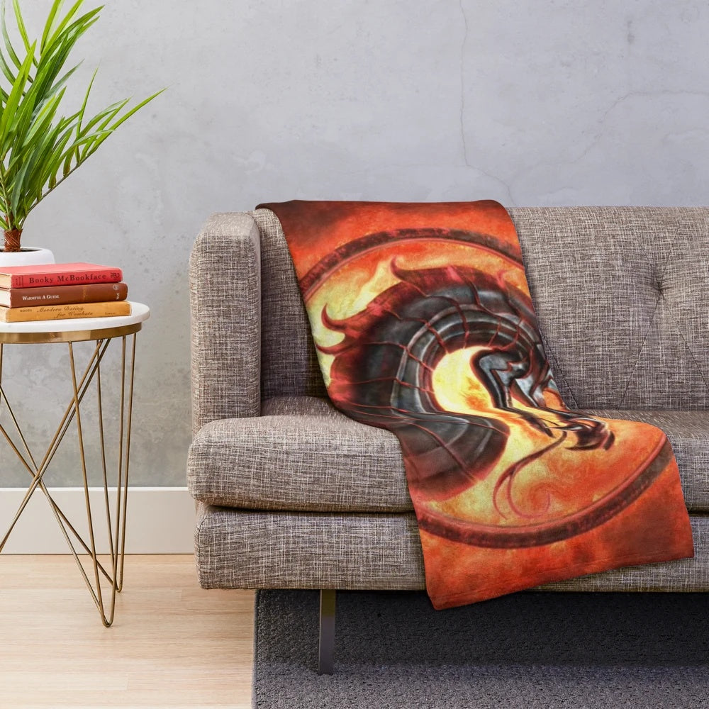 Mortal Kombat Sega themed plush blanket