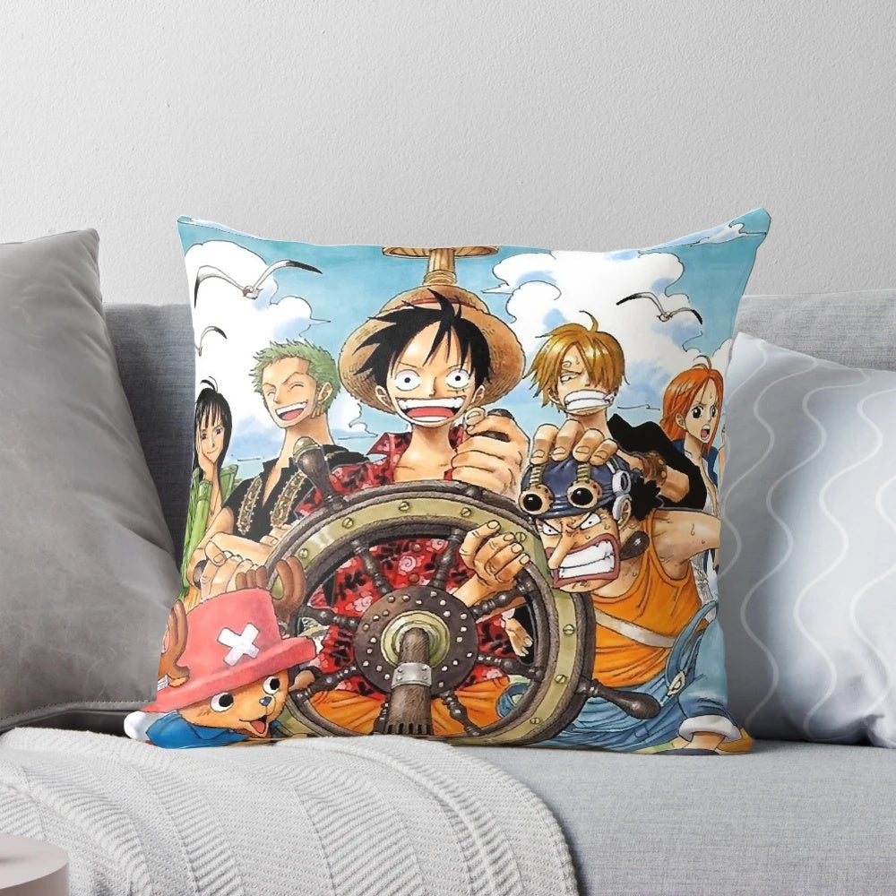 One Piece Anime Pillow featuring Iconic Characters Luffy, Zoro, Nami, and Sanji