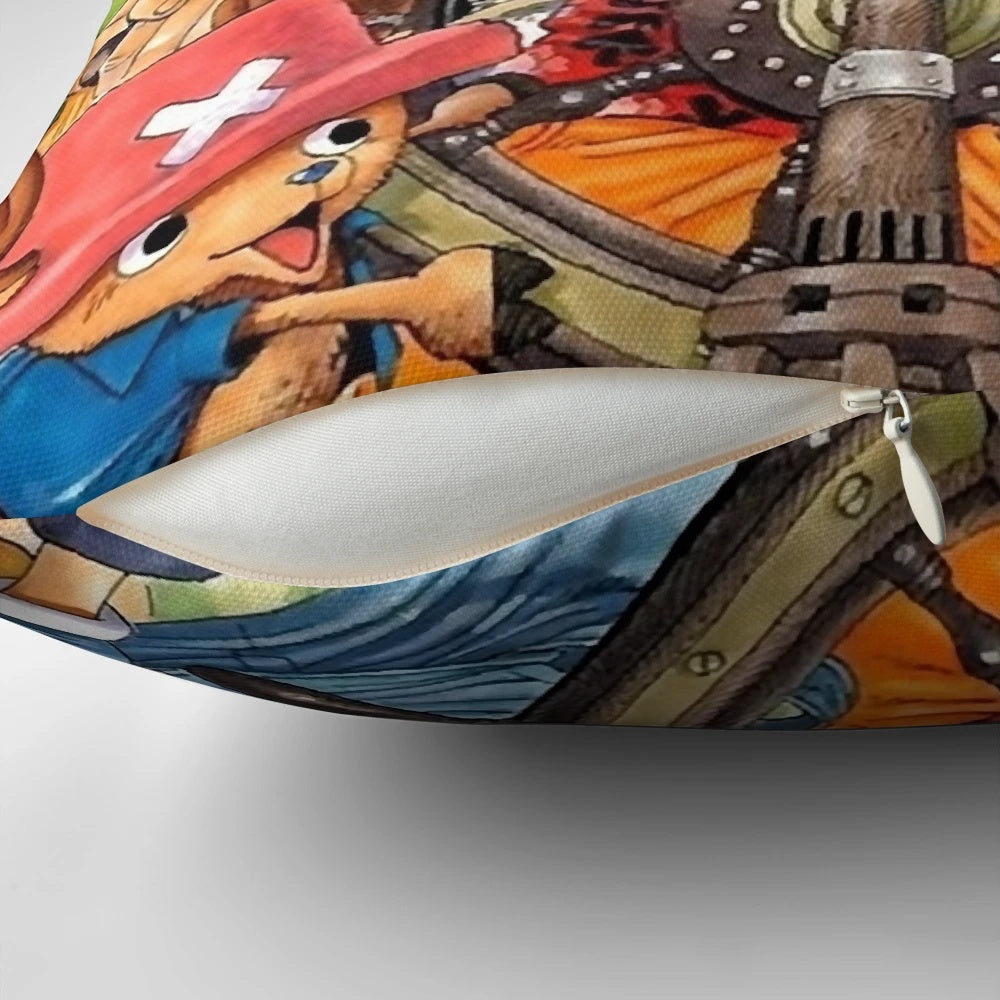 One Piece Anime Pillow featuring Iconic Characters Luffy, Zoro, Nami, and Sanji