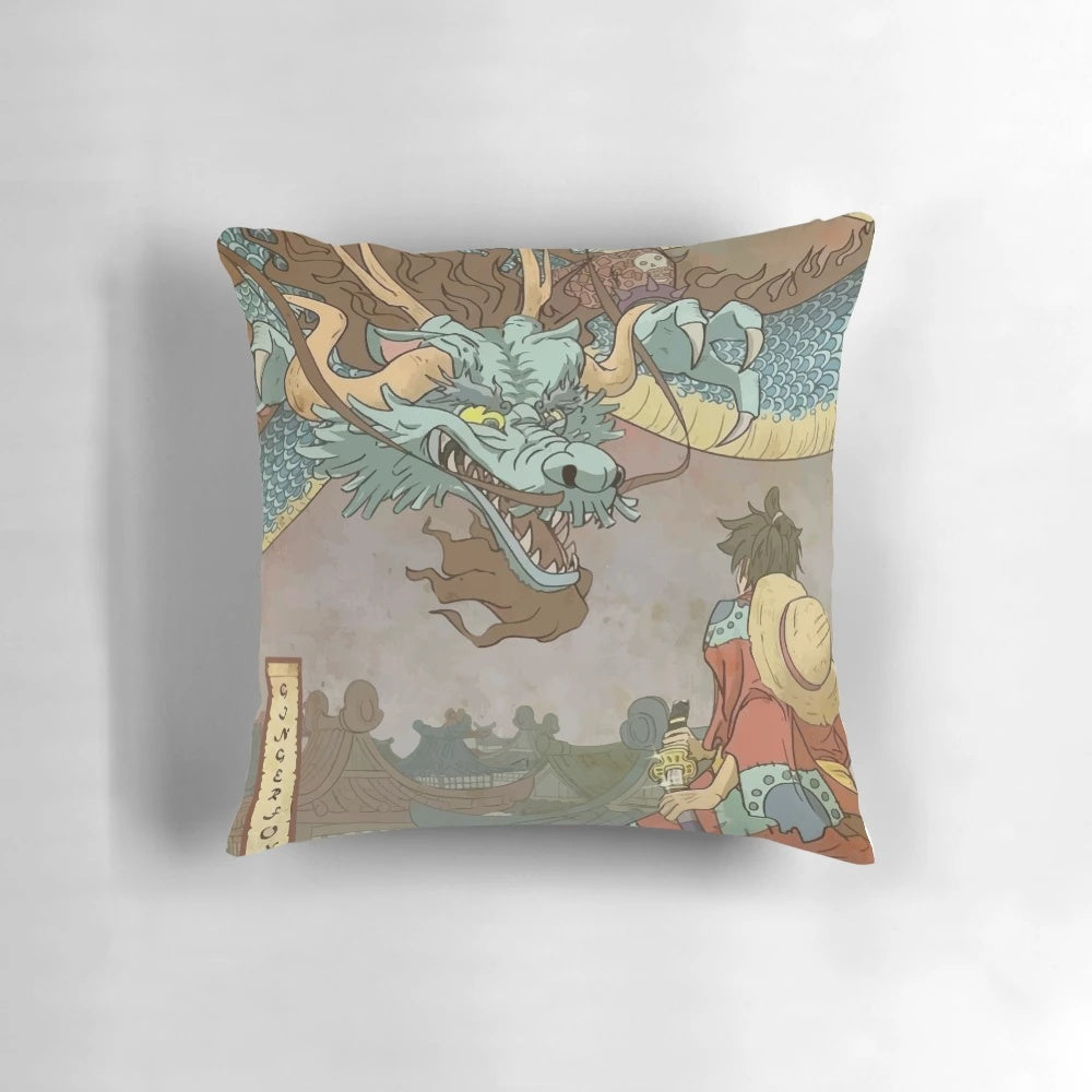 One Piece Luffy vs Kaido Traditional Japanese Art Style Pillow