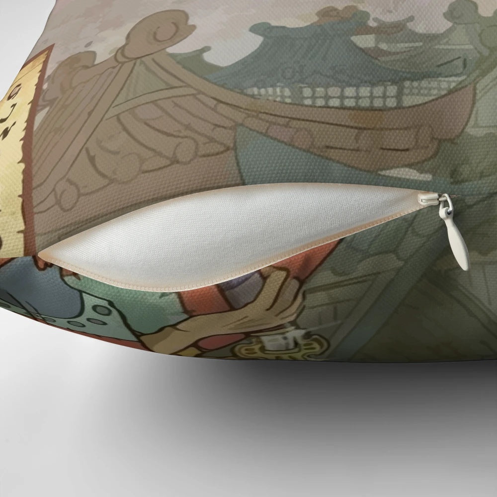 One Piece Luffy vs Kaido Traditional Japanese Art Style Pillow
