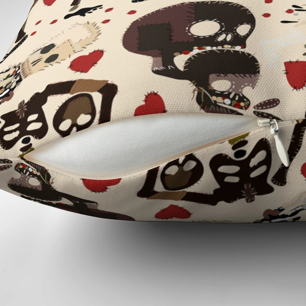 An officially licensed "Our Flag Means Death" themed decorative pillow featuring the show's logo and characters.