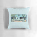 Outer Banks Netflix Show License Plate Pillow with palm trees and beach