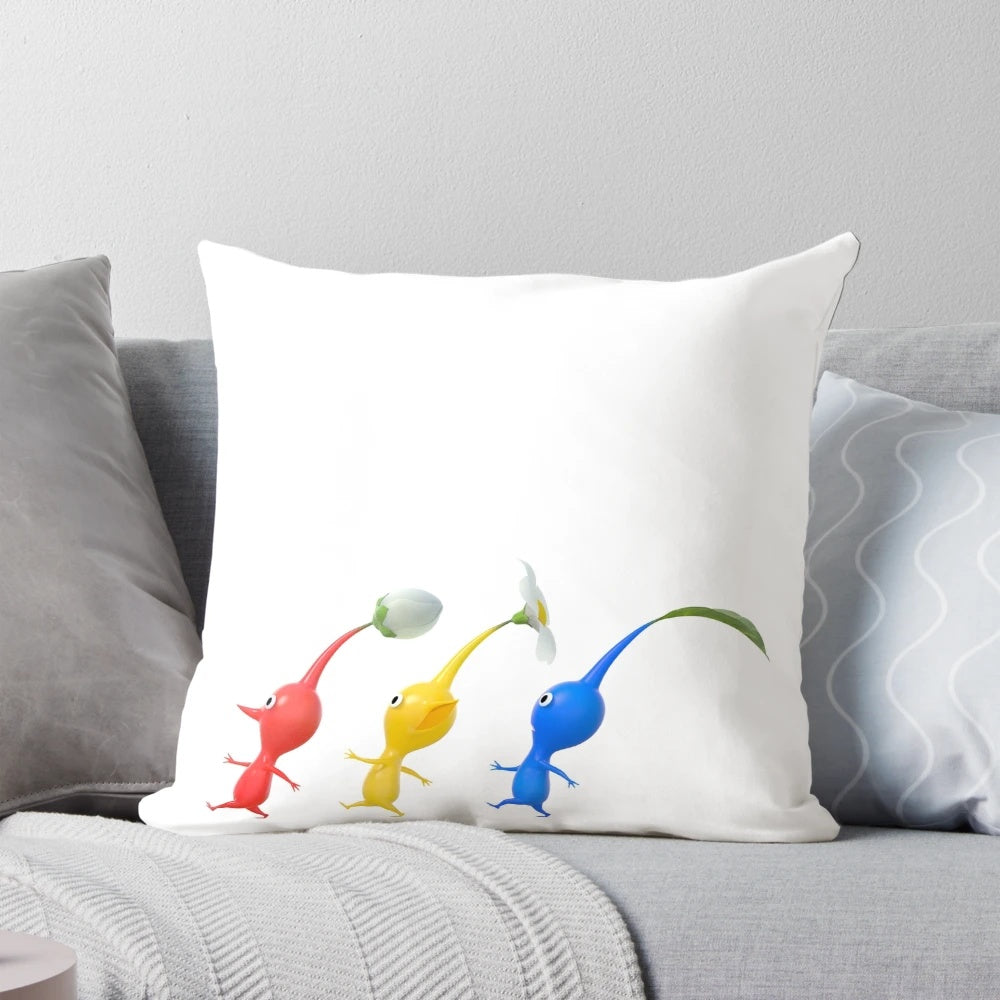 Plush Pikmin pillow featuring the popular Nintendo video game characters