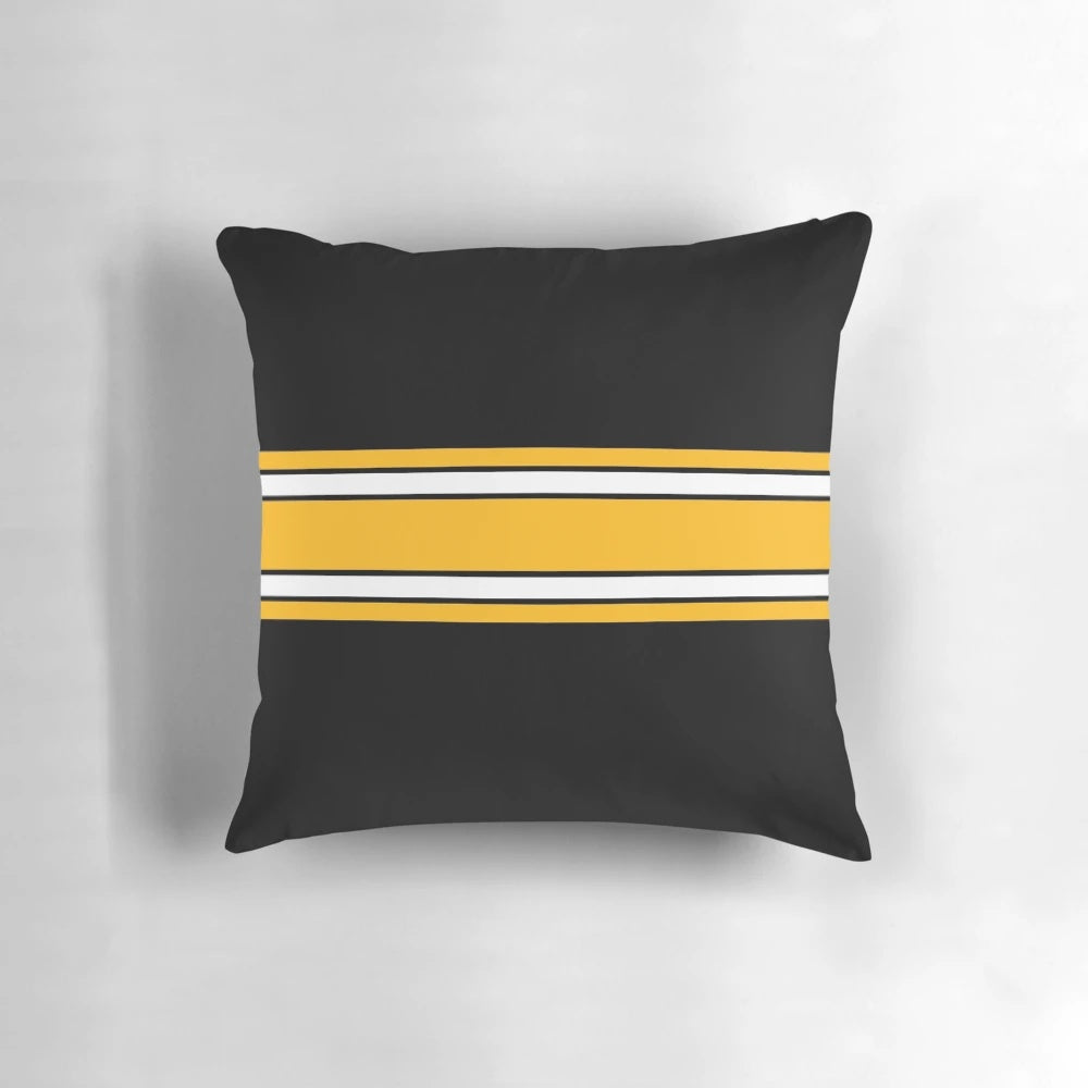 Pittsburgh Steelers pattern throw pillow featuring the team's iconic logo and colors