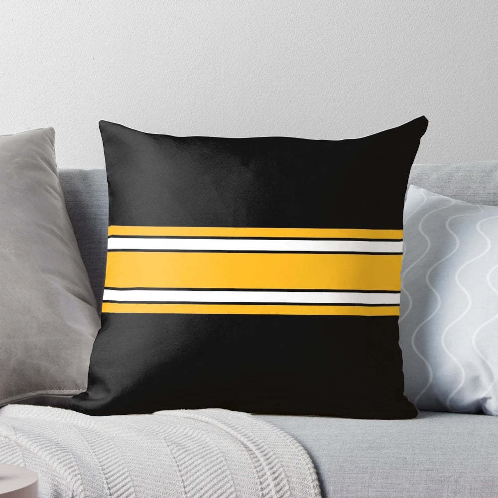 Pittsburgh Steelers pattern throw pillow featuring the team's iconic logo and colors