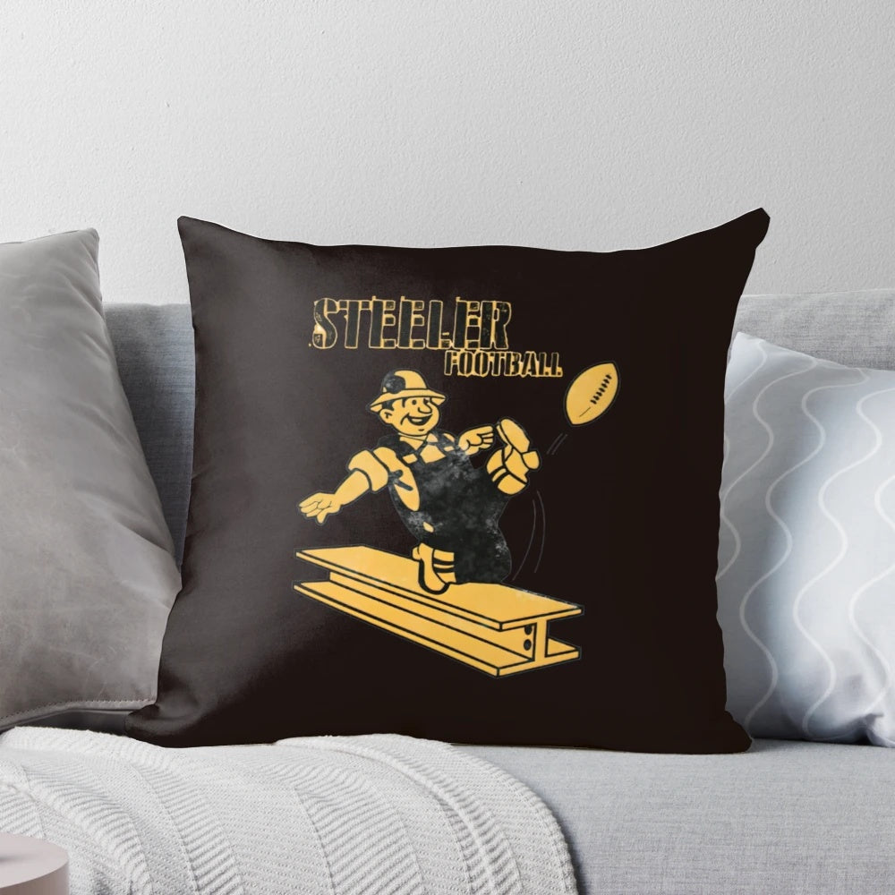 Pittsburgh Steelers NFL team logo printed on a plush, comfortable throw pillow