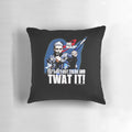 Red Dwarf character pillow featuring the show's logo and iconic imagery
