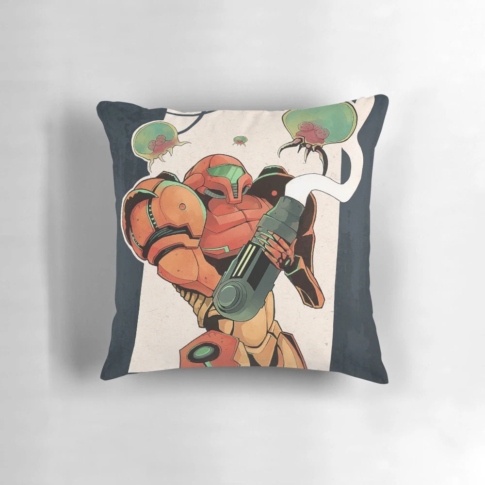 Samus Aran Metroid Pillow featuring the iconic bounty hunter character