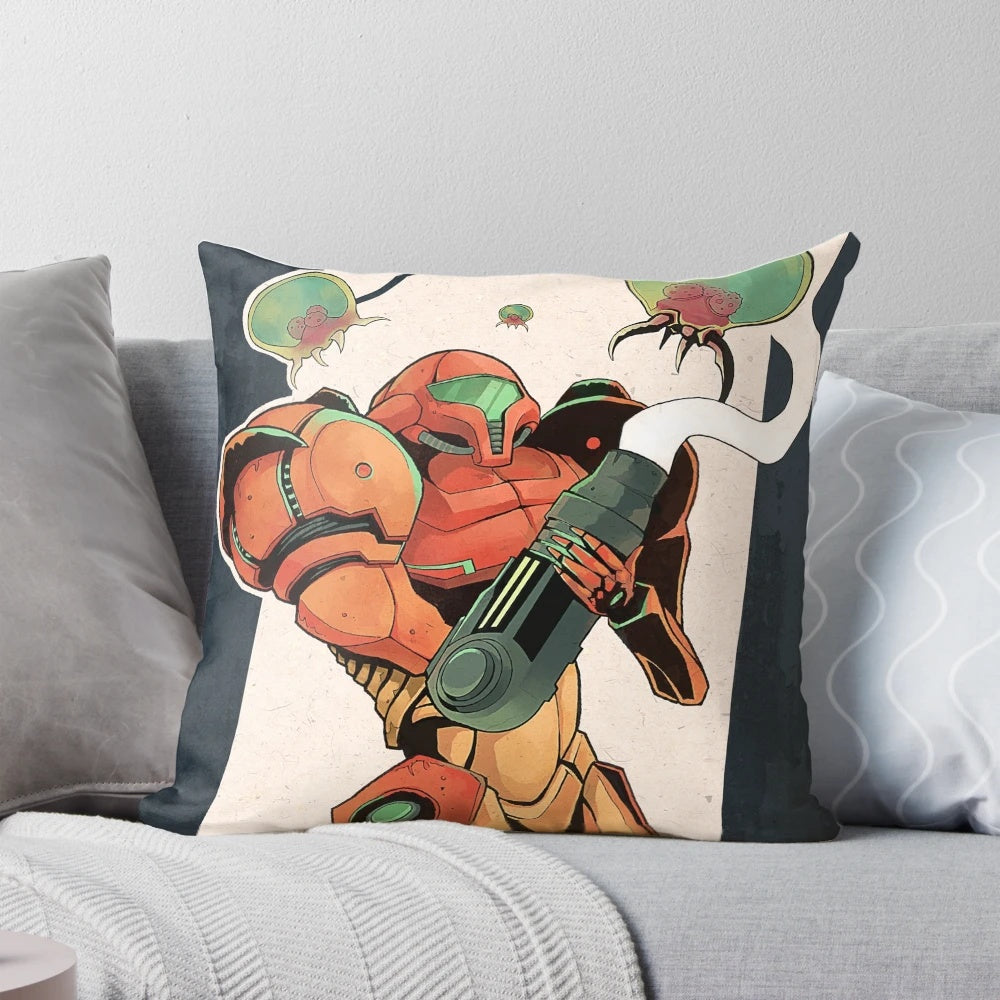 Samus Aran Metroid Pillow featuring the iconic bounty hunter character