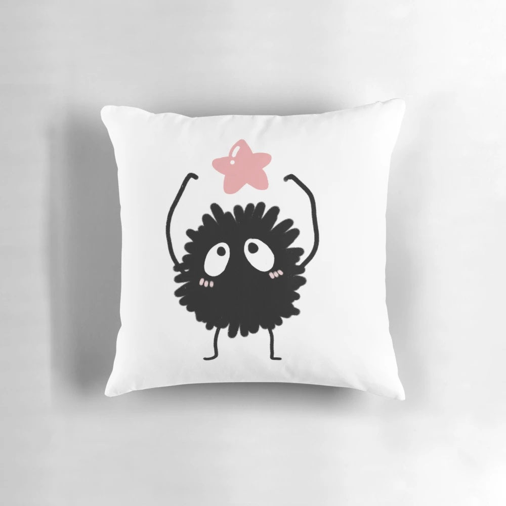 Soft and cozy Susuwatari plush pillow from the Studio Ghibli anime film Spirited Away