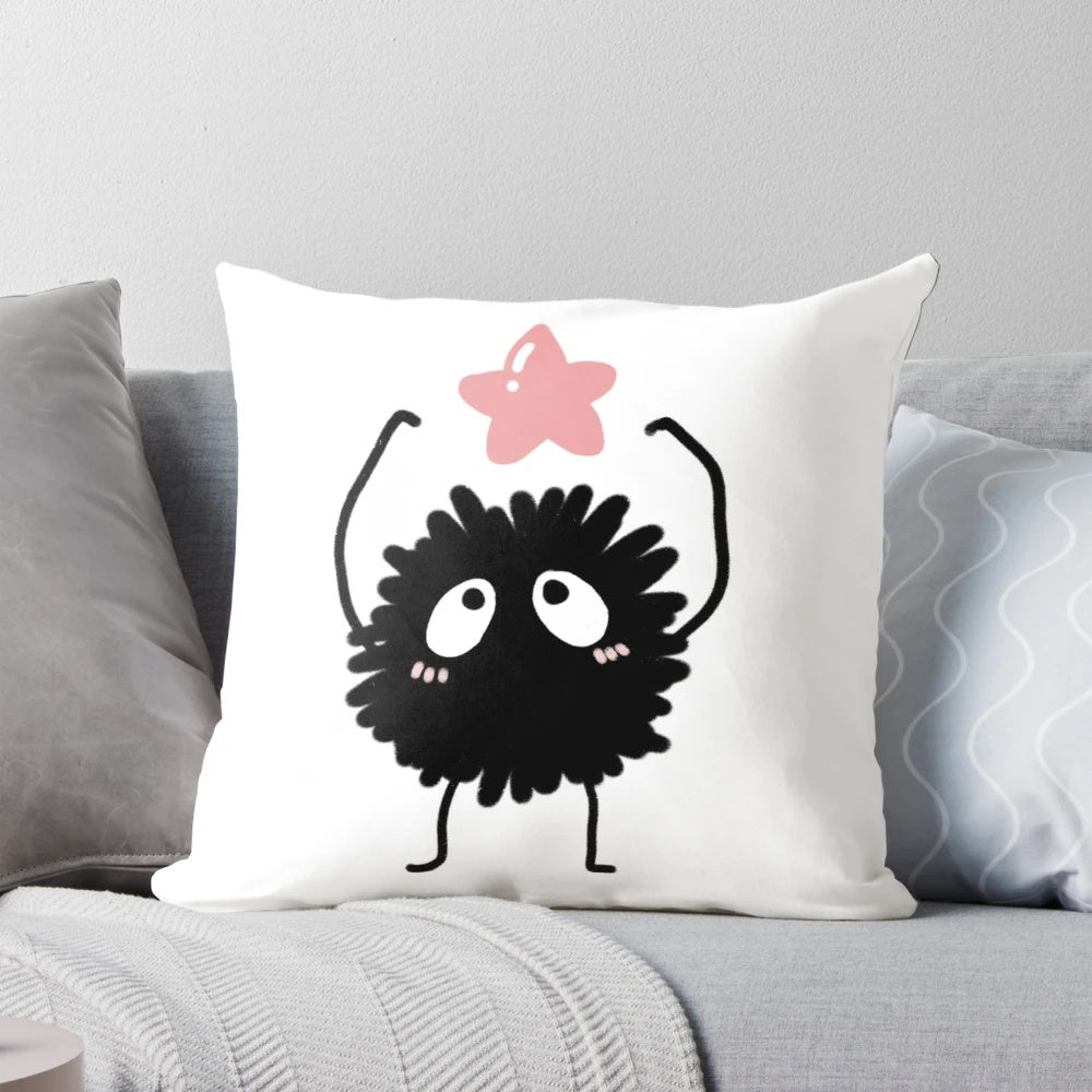 Soft and cozy Susuwatari plush pillow from the Studio Ghibli anime film Spirited Away