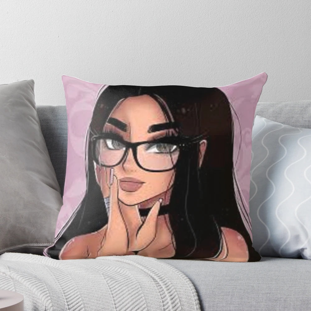 SSSniperwolf Pillow featuring the famous YouTube personality and her wolfpack