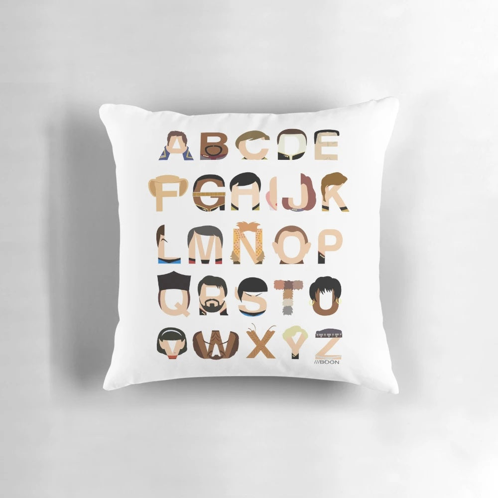Star Trek Alphabet Pillow with the iconic Star Trek logo and alphabet letters