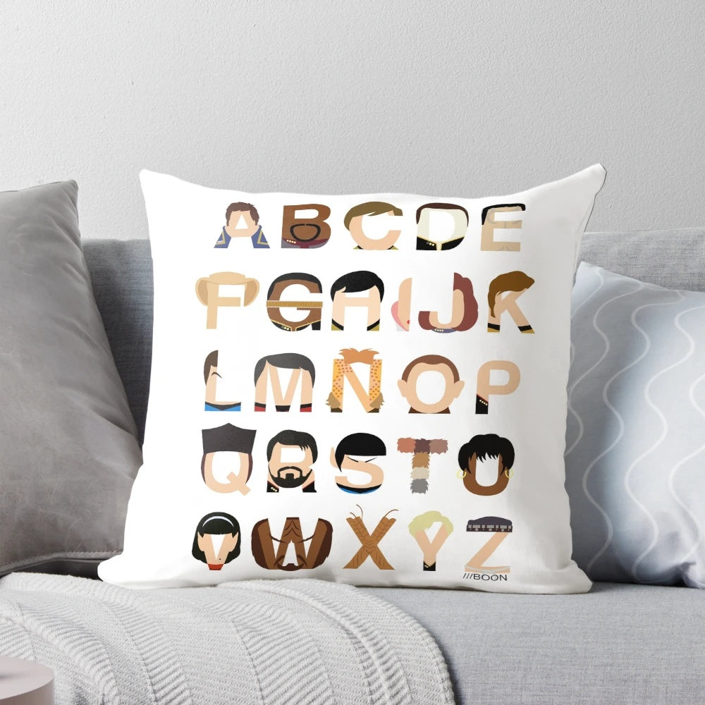 Star Trek Alphabet Pillow with the iconic Star Trek logo and alphabet letters