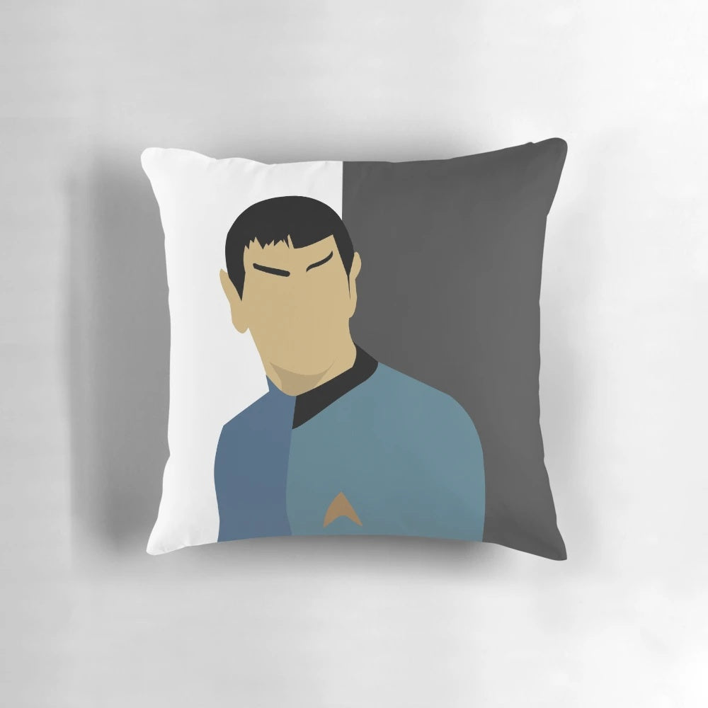 An officially licensed Star Trek Spock torn pillow depicts the iconic Vulcan character.