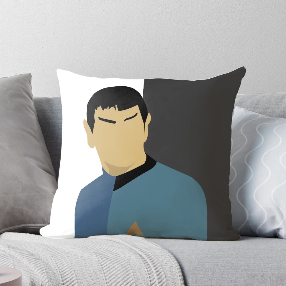 An officially licensed Star Trek Spock torn pillow depicts the iconic Vulcan character.