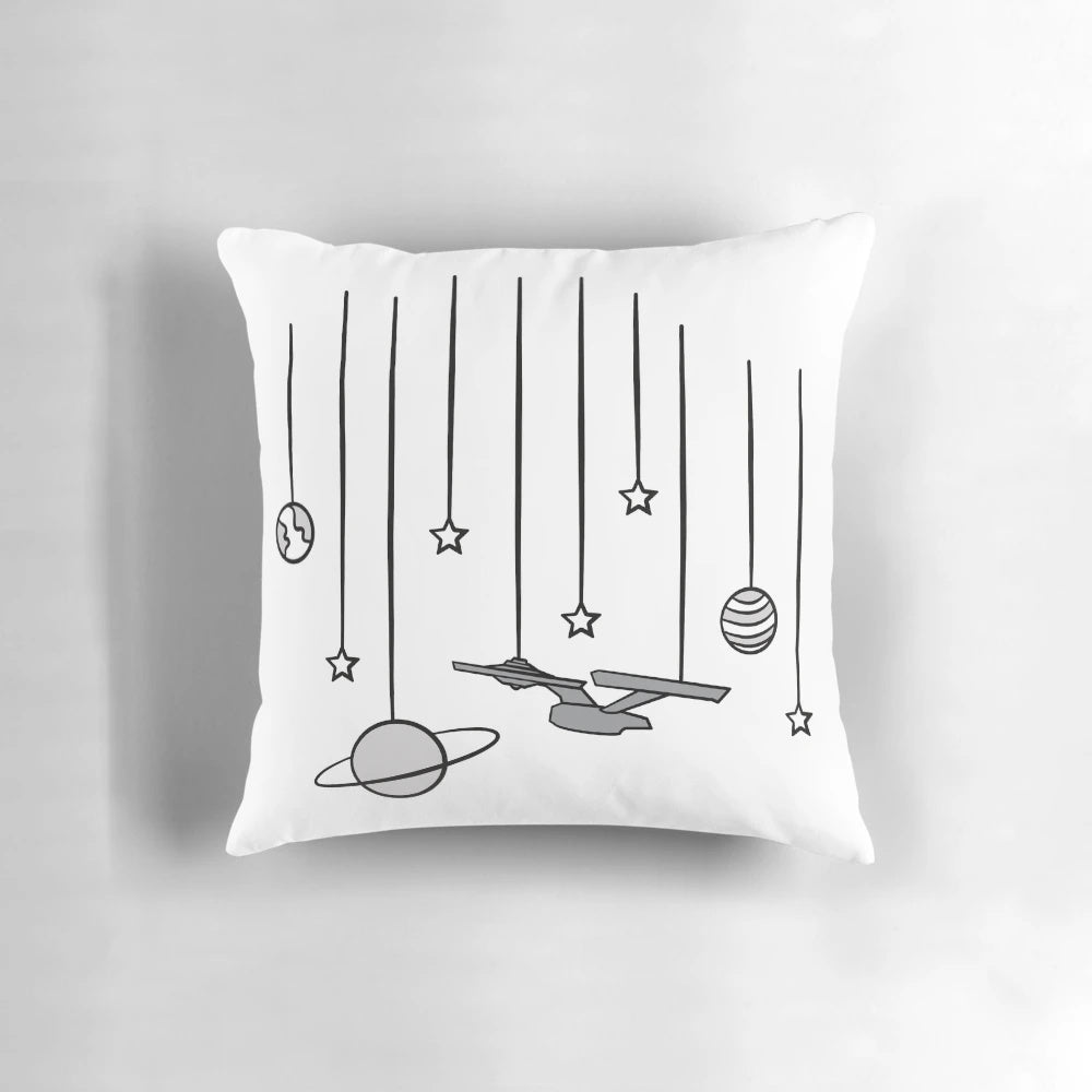 Star Trek USS Enterprise Pillow, featuring the iconic starship design in a high-quality, comfortable home accessory.