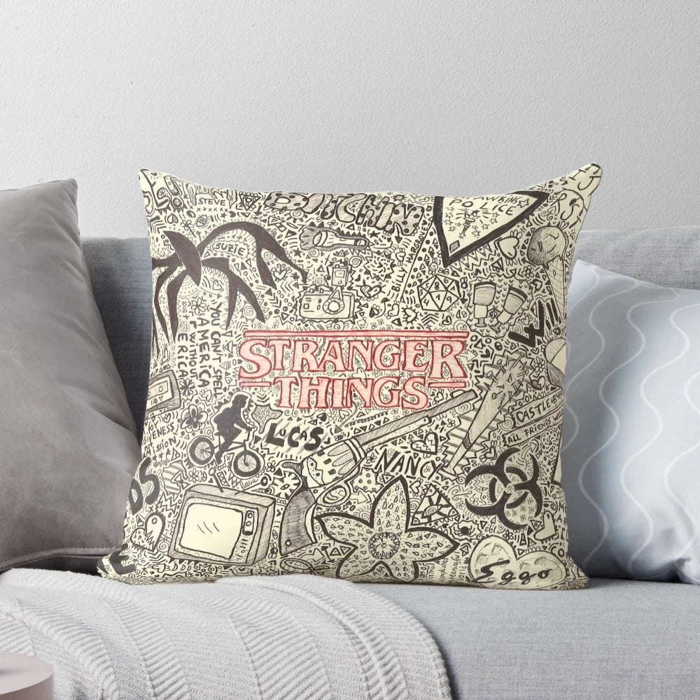 Officially licensed Stranger Things pillow with images of Eleven, Lucas, and the Demogorgon from the hit Netflix series.