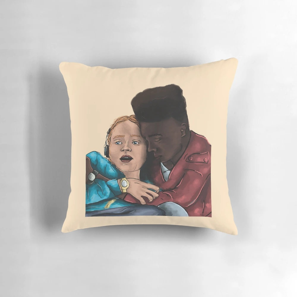 Stranger Things Season 4 Max and Lucas Pillow featuring characters Sadie Sink and Caleb McLaughlin